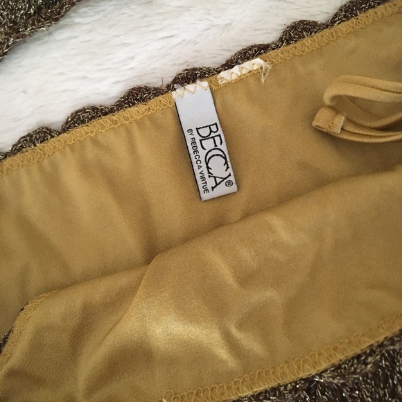 EUC Becca gold crochet halter bikini - Picture 3 of 13